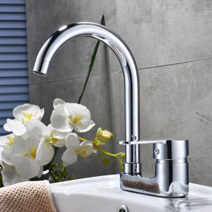 BowLift | Chrome Round Washbasin Faucet with Swivel Spout for the Bathroom