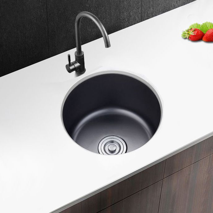 BowLift | Stainless Steel Round Sink in Black Single Basin Undermount Sink with Basket Strainer