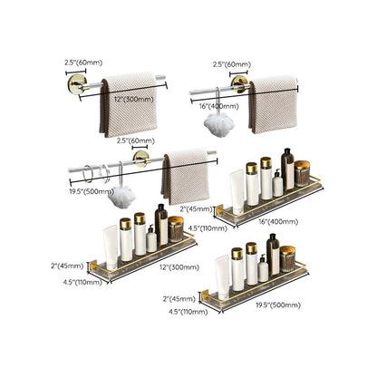 BowLift | 6-piece bathroom accessory set made of gold-colored metal bathroom hardware set