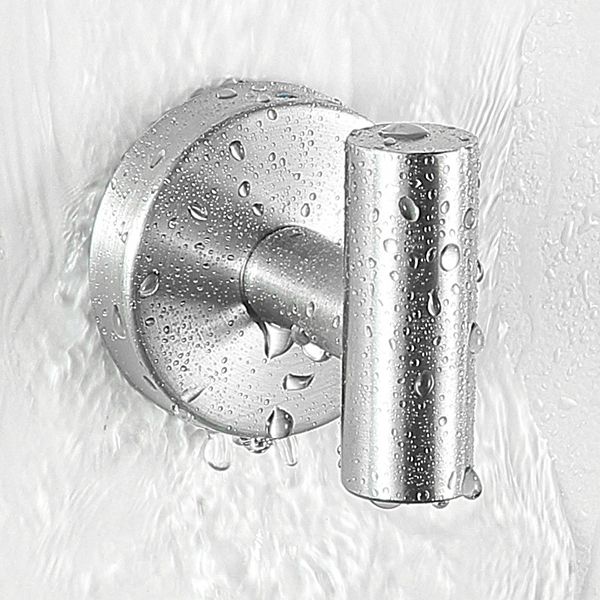 Modern bathroom accessory set made of brushed stainless steel, chrome-plated towel rail/ring & bathrobe hook