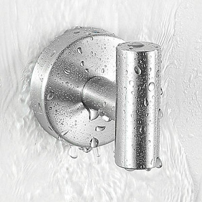 Modern bathroom accessory set made of brushed stainless steel, chrome-plated towel rail/ring & bathrobe hook