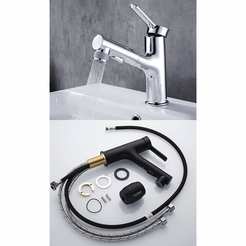 Modern sink faucet with pull-out spout and lever handle