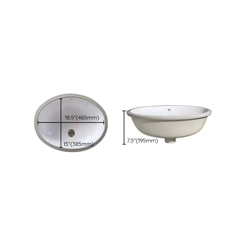 BowLift | Modern Under-mount Sink Oval Porcelain with Pop-Up Drain Sink