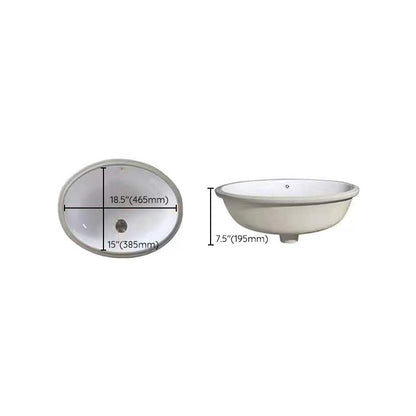 BowLift | Modern Under-mount Sink Oval Porcelain with Pop-Up Drain Sink