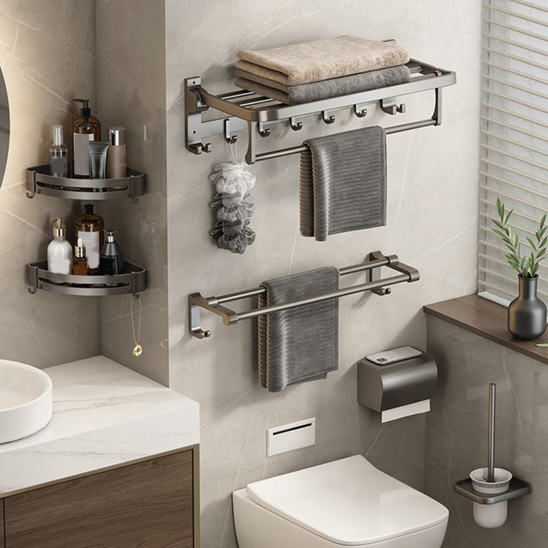 Contemporary Bathroom Accessory Set Grey Aluminium Bathroom Accessory Set