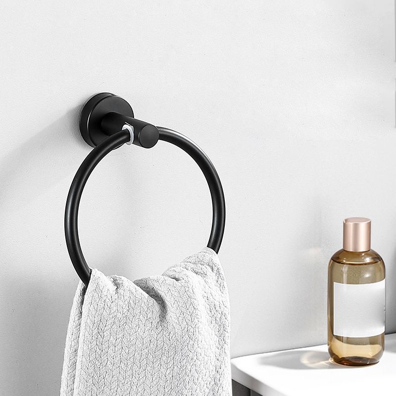 Modern bathroom accessory set made of brushed stainless steel, chrome-plated towel rail/ring & bathrobe hook