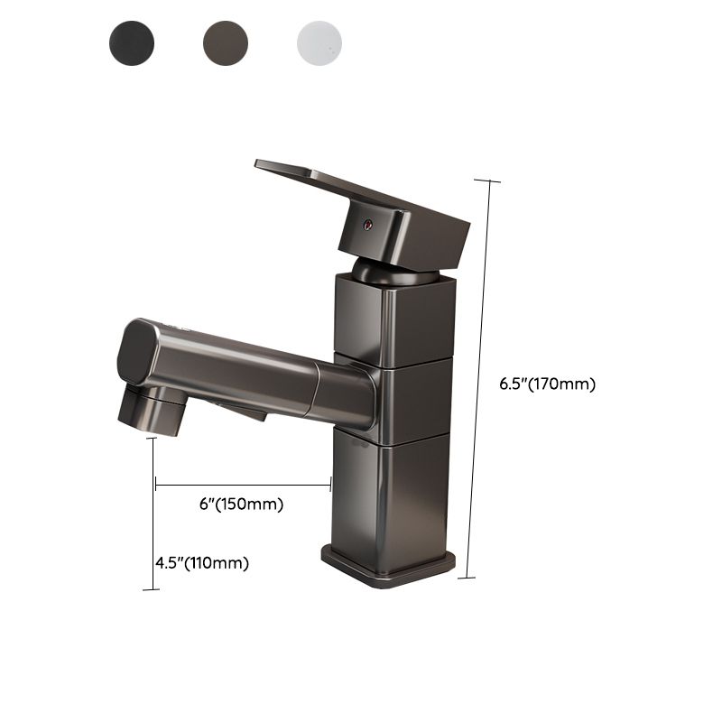 Bathroom vanity faucet with swivel spout, single-handle mixer with pull-out spray head