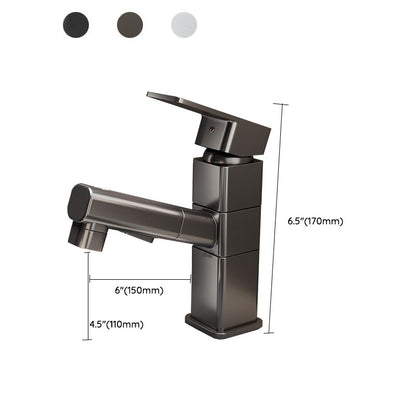 Bathroom vanity faucet with swivel spout, single-handle mixer with pull-out spray head