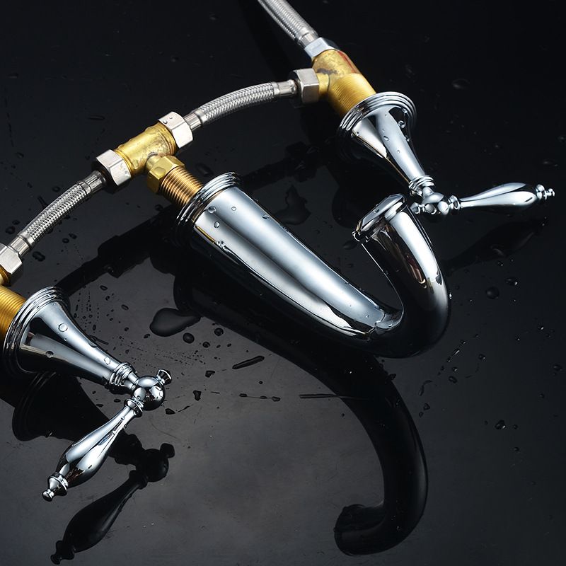 BowLift | Modern widespread sink faucet Simple bathroom double handle faucet with lever handle
