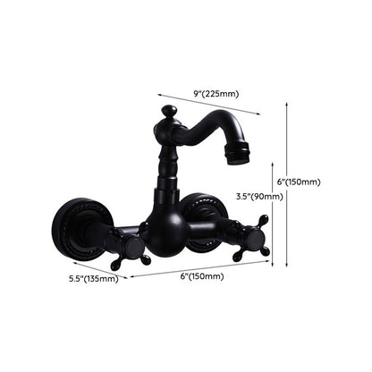 Black Wall-Mounted American Classic Widespread Bathroom Faucet