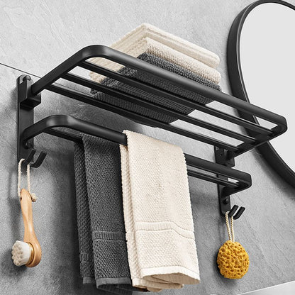 BowLift | Matt Black 5-piece Modern Bathroom Accessory Set with Shelf/Tower Bar & Paper Holder