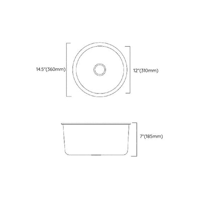 BowLift | Classic Round Sink Stainless Steel Built-in Sink Non-Slip Round Basin for the Kitchen