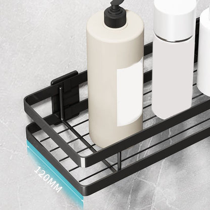 2-Piece Bathroom Shelf Set in Matte Black Metal