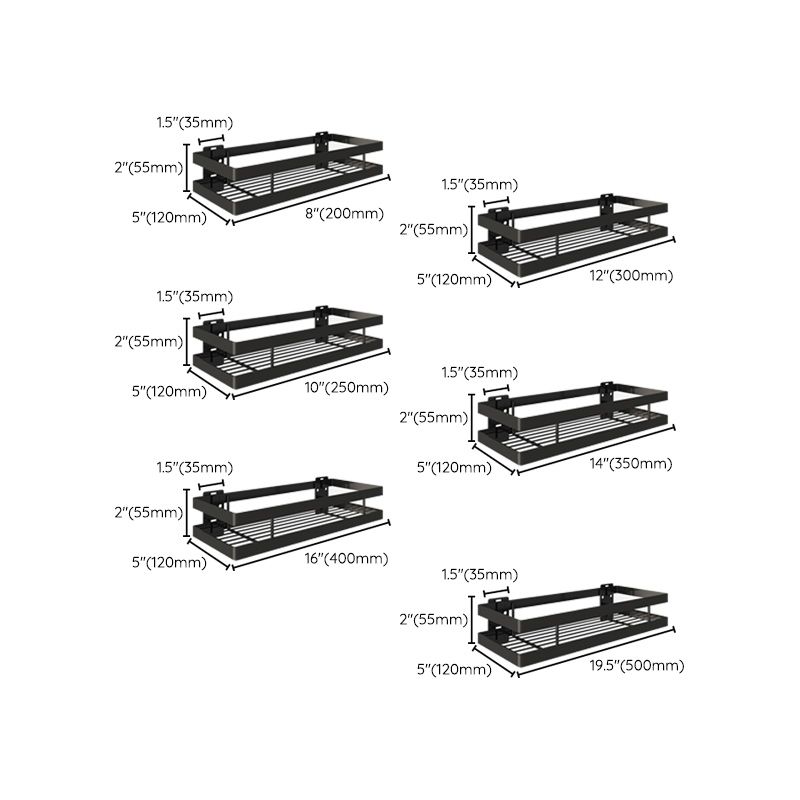 2-Piece Bathroom Shelf Set in Matte Black Metal