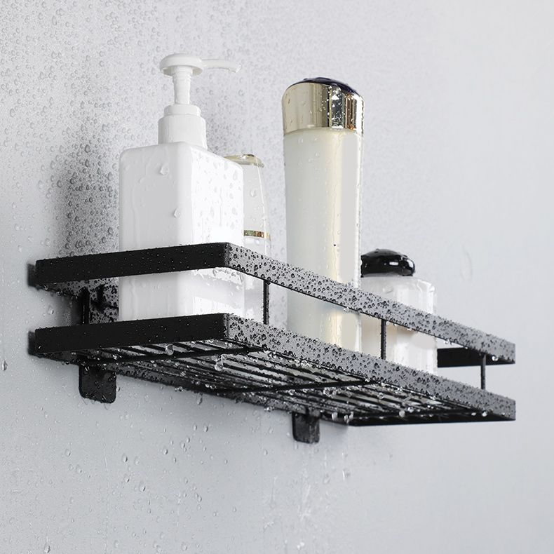 2-piece matte black metal bathroom shelf bathroom accessory set