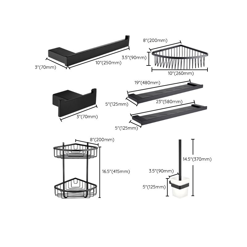 BowLift | 5-piece Modernism Bathroom Accessory Set in Matte Black Stainless Steel