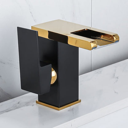 BowLift | Waterfall basin mixer tap square lever handle with LED three-color light