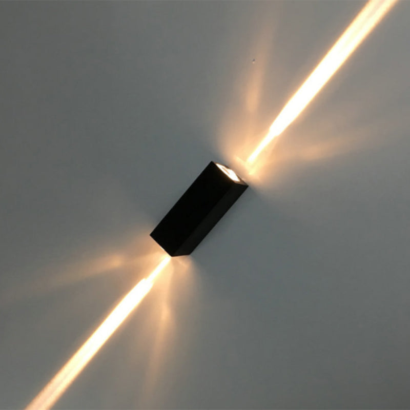 Metallic Rectangular Wall Sconce Light, Simple Style, 2-Light, Black Finish, in Warm/White Light for Hotel | Karnz
