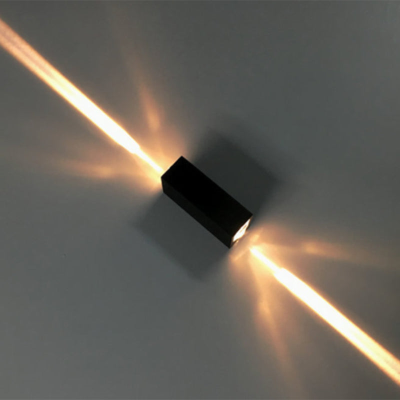 Metallic Rectangular Wall Sconce Light, Simple Style, 2-Light, Black Finish, in Warm/White Light for Hotel | Karnz