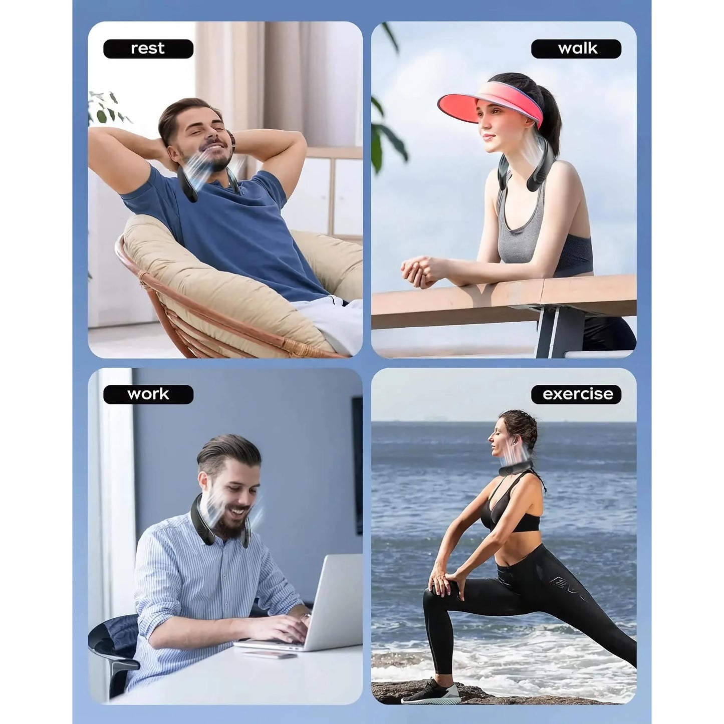 Portable Neck Fan with Rechargeable Cooling for Outdoor Sports | Bowlift