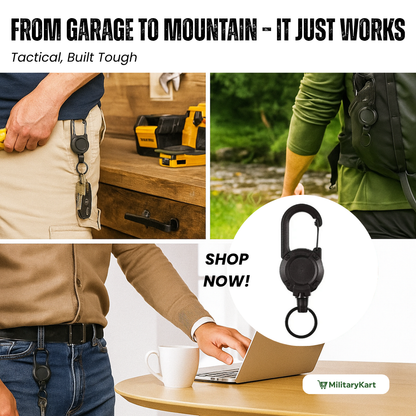 BowLift | Heavy-Duty Tactical Retractable Keychain – Multi-Use Outdoor Carabiner Tool
