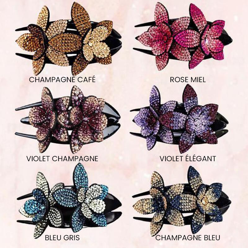 Double Flower Rhinestone Hairpin | Karnz