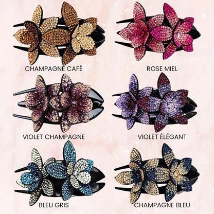 Double Flower Rhinestone Hairpin | Karnz