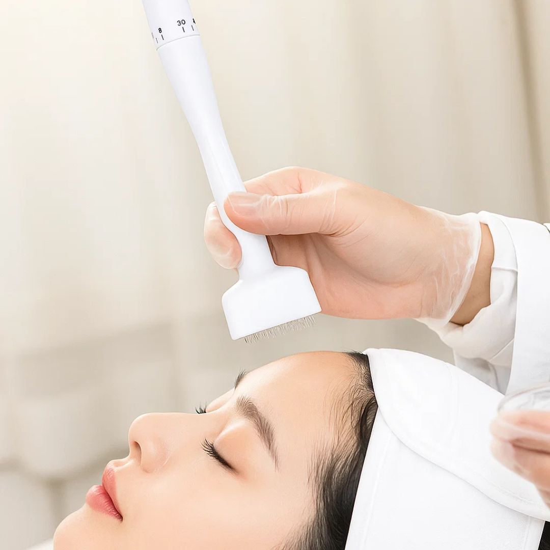 RevitaGlow | Microneedling Derma Stamp – Adjustable Depth – 140 Needles – Skin & Hair Rejuvenation Bowlift