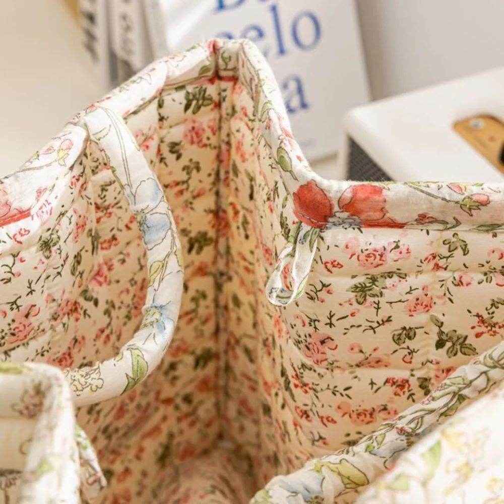 Norvo | Floral Canvas Storage Basket for Home Organization