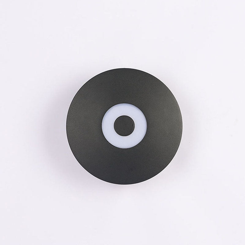 Modern Scandinavian LED wall light with round aluminum shade for the terrace