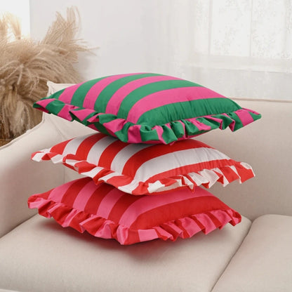 BowLift | Retro Striped Ruffle Cushion Cover