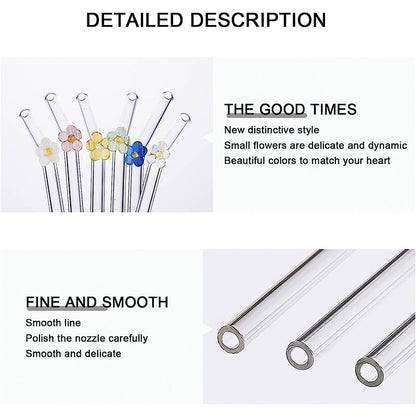 6 PCS Reusable Stained Glass Straws with Cleaning Brush | Kalsten