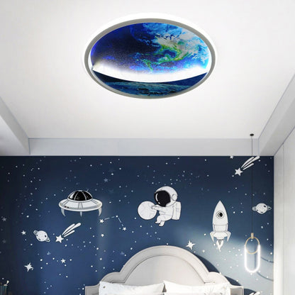 Skanto | Modern Art Deco Planet Earth Round Silicone Iron LED Ceiling Light for Living Room