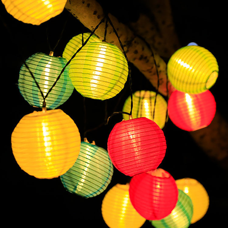 BowLift | Modern Art Deco Solar Waterproof Fabric Lantern Ball LED String Lights Outdoor Landscape Lights For Outdoor Patio