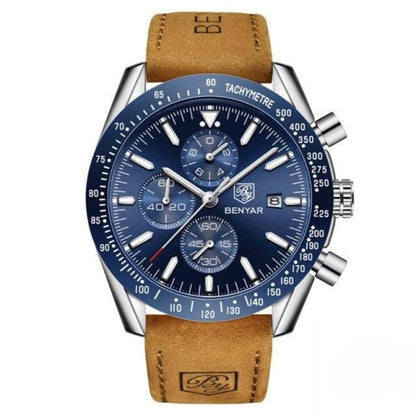 Skanto | Men's Water-Resistant Quartz Watch with Leather Strap