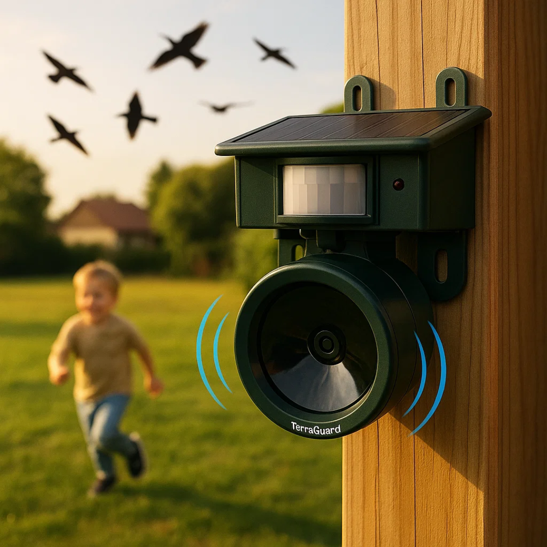 BowLift | TerraGuard – Weatherproof Solar Bird Repeller with PIR Motion Sensor & Natural Sound Deterrent