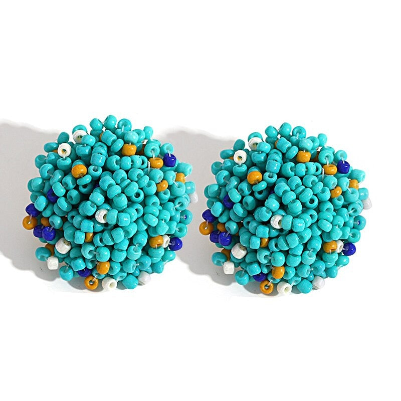 Skanto | Handmade Multicolor Pearl Pompom Stud Earrings