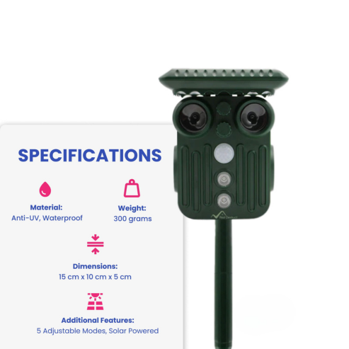 BowLift | Ultrasonic Solar Deer Repeller | 5 Adjustable Modes. Waterproof & Eco-Friendly for Home Gardens and Yards