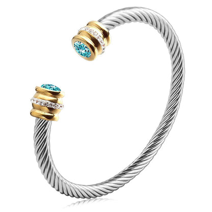 BowLift | Personalized Birthstone Ends Twist Cuff Bracelets