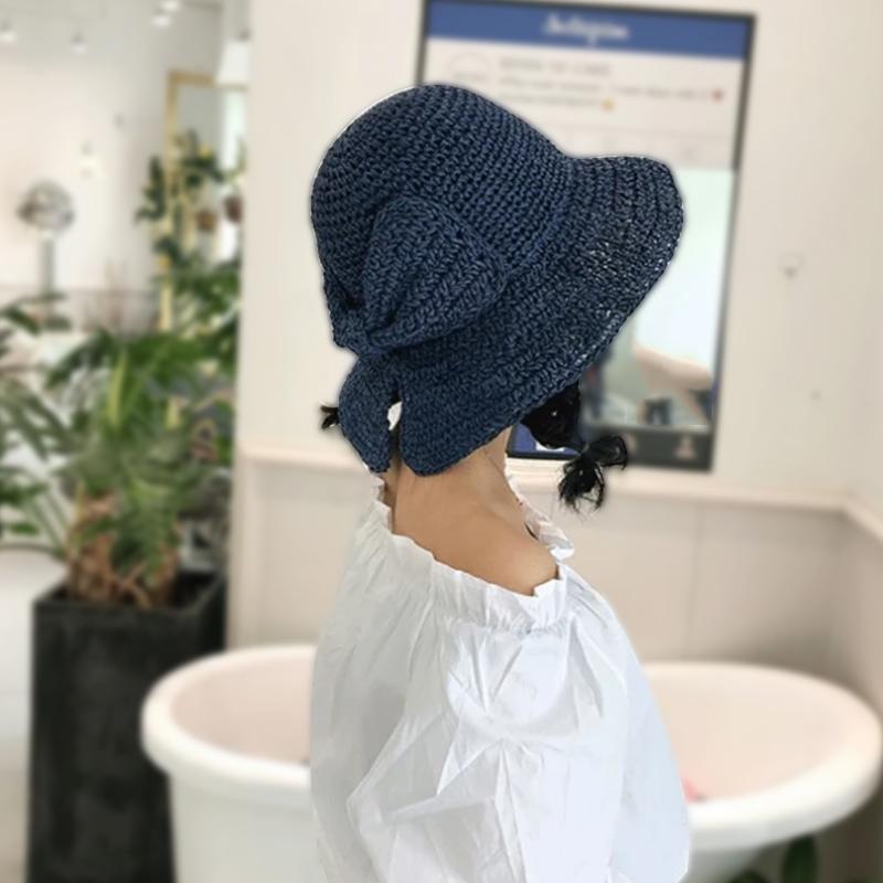 Retro Foldable Straw Hat with Bow