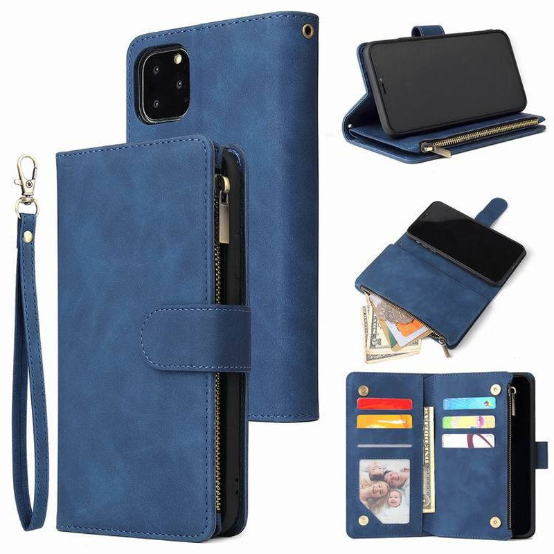 Skanto | Multi-card Zipper Pocket Leather Case for iPhone