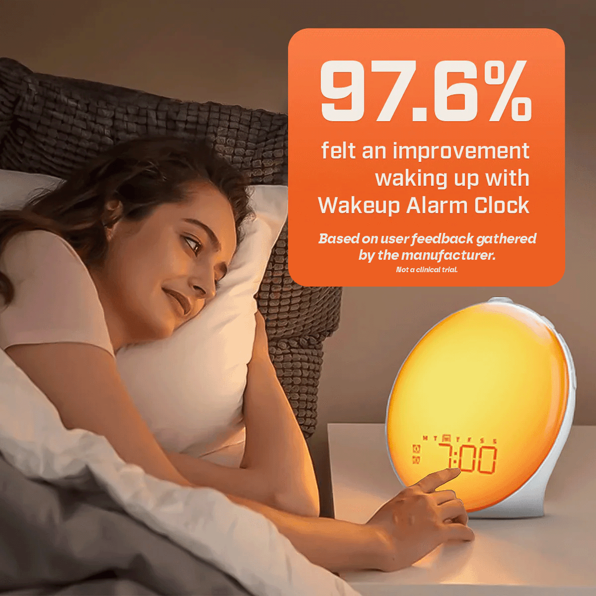 Skanto | Wake-Up Sun Lamp Alarm Clock | Gradual Sunrise Glow & Customizable Sounds for Gentle Mornings