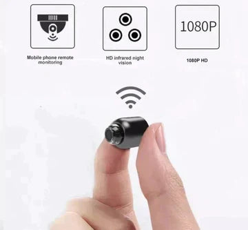 Small WiFi surveillance camera with night vision, wireless, HD, security monitoring for children and pets