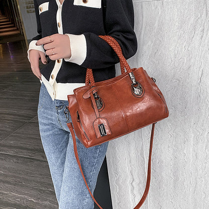 New handbags made of Boston oil wax leather, large soft leather tote bag