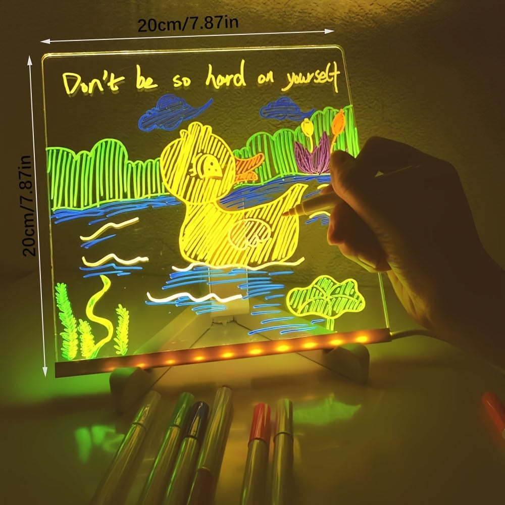 Skanto | USB LED Notepad with 12 Colored Pens - Light Message Board for Office & Home