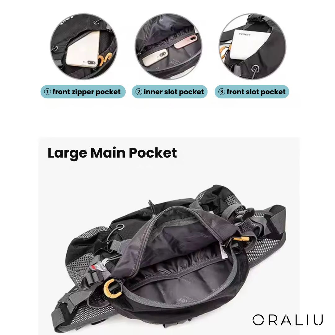 BowLift | Waterproof Hiking Waist Bag – 5L Bum Bag with Zippered Pockets for Walking & Outdoor Adventures