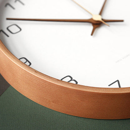 Minimalist Wooden Wall Clock – Silent Analog Solid Wood Clock for Living Room and Bedroom