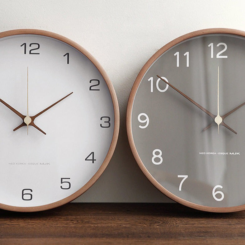 Minimalist Wooden Wall Clock – Silent Analog Solid Wood Clock for Living Room and Bedroom