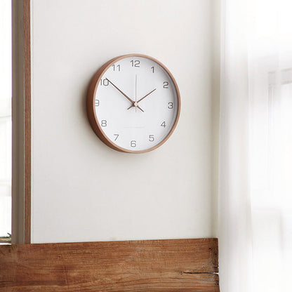 Minimalist Wooden Wall Clock – Silent Analog Solid Wood Clock for Living Room and Bedroom
