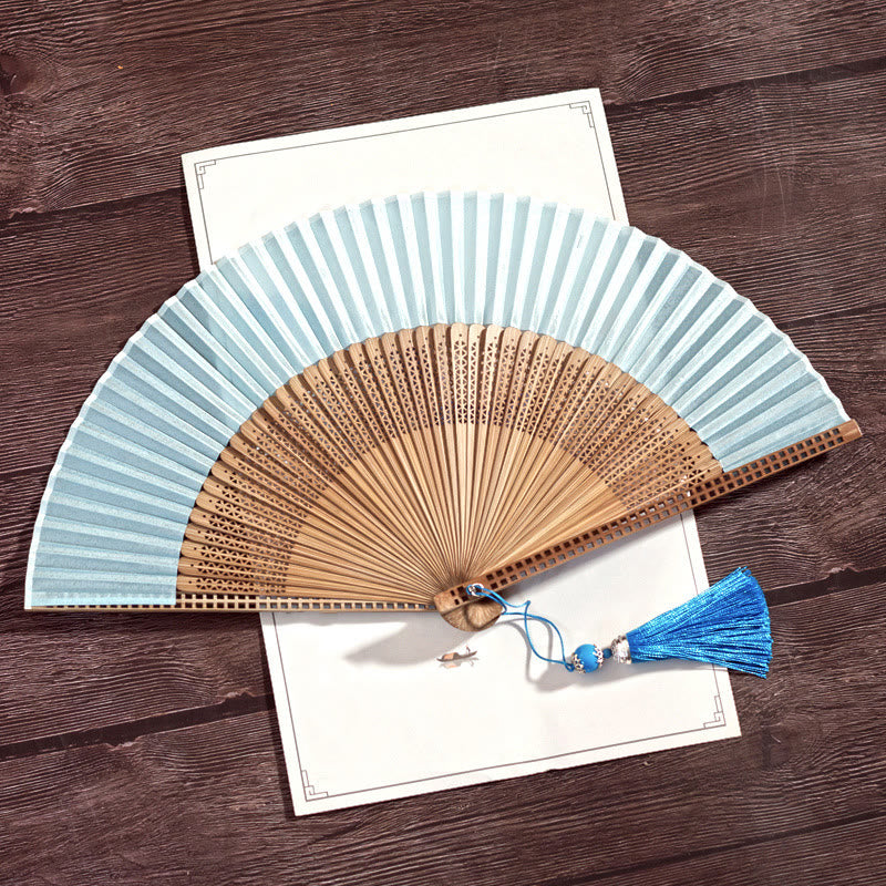 Bamboo satin hand fan